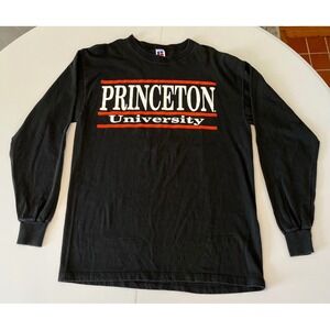 VTG USA Made Princeton University Long Sleeve T Shirt Black Size M Russell